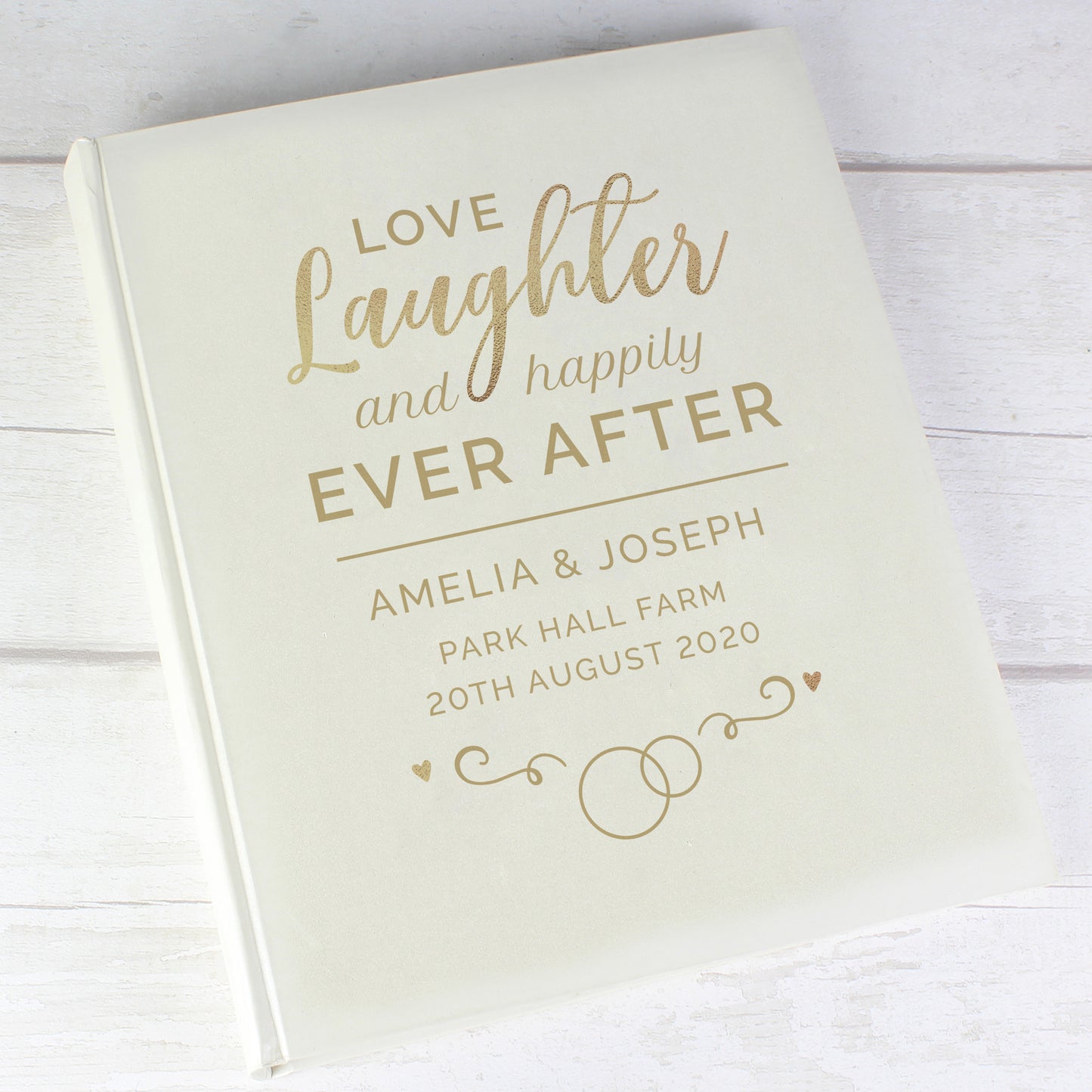 love, laughter and happily ever after personalised wedding album