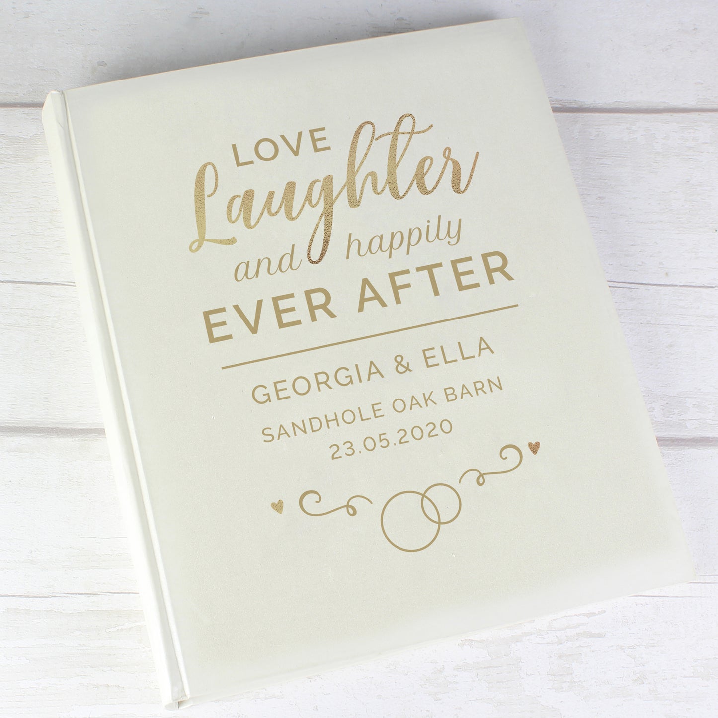 love, laughter and happily ever after personalised wedding album