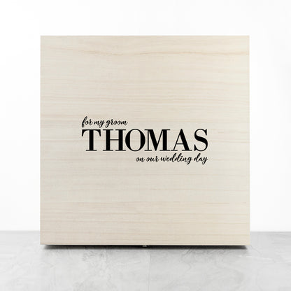 gift box for groom personalised with name