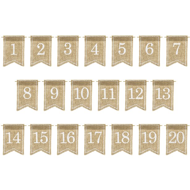 Rustic hessian table numbers 1-20