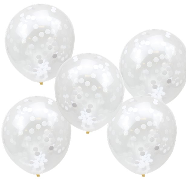 White confetti filled balloons