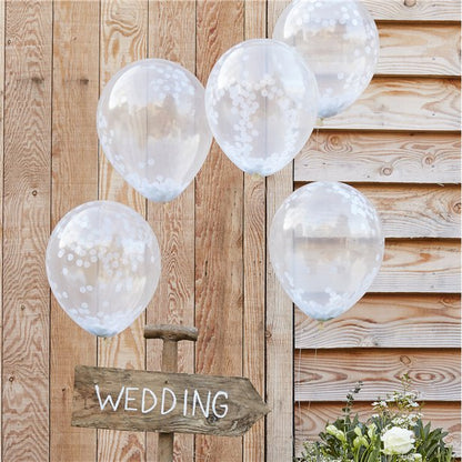 White confetti filled balloons