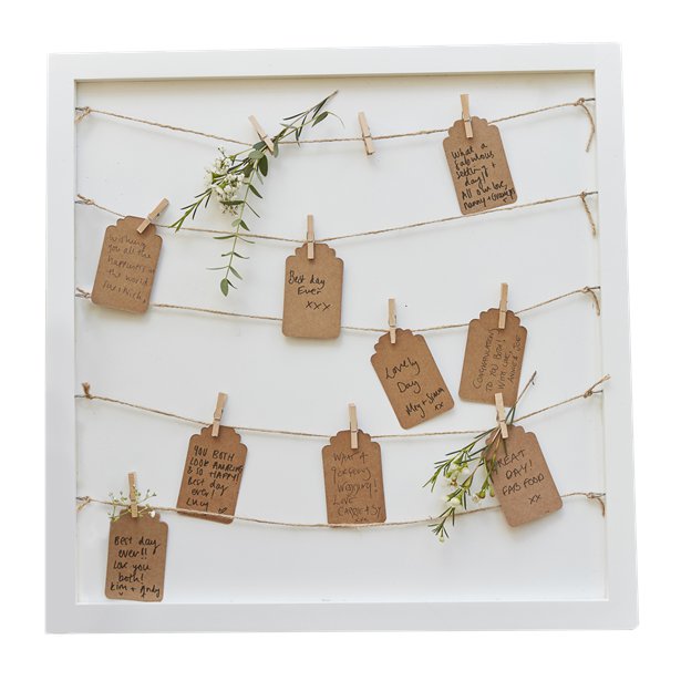 peg and string framed guest book