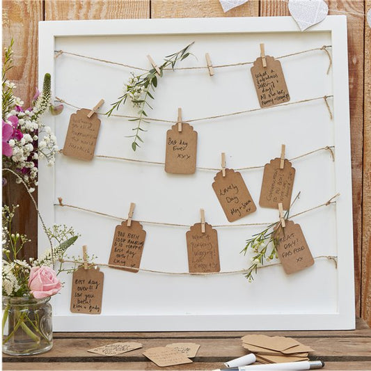 peg and string framed guest book