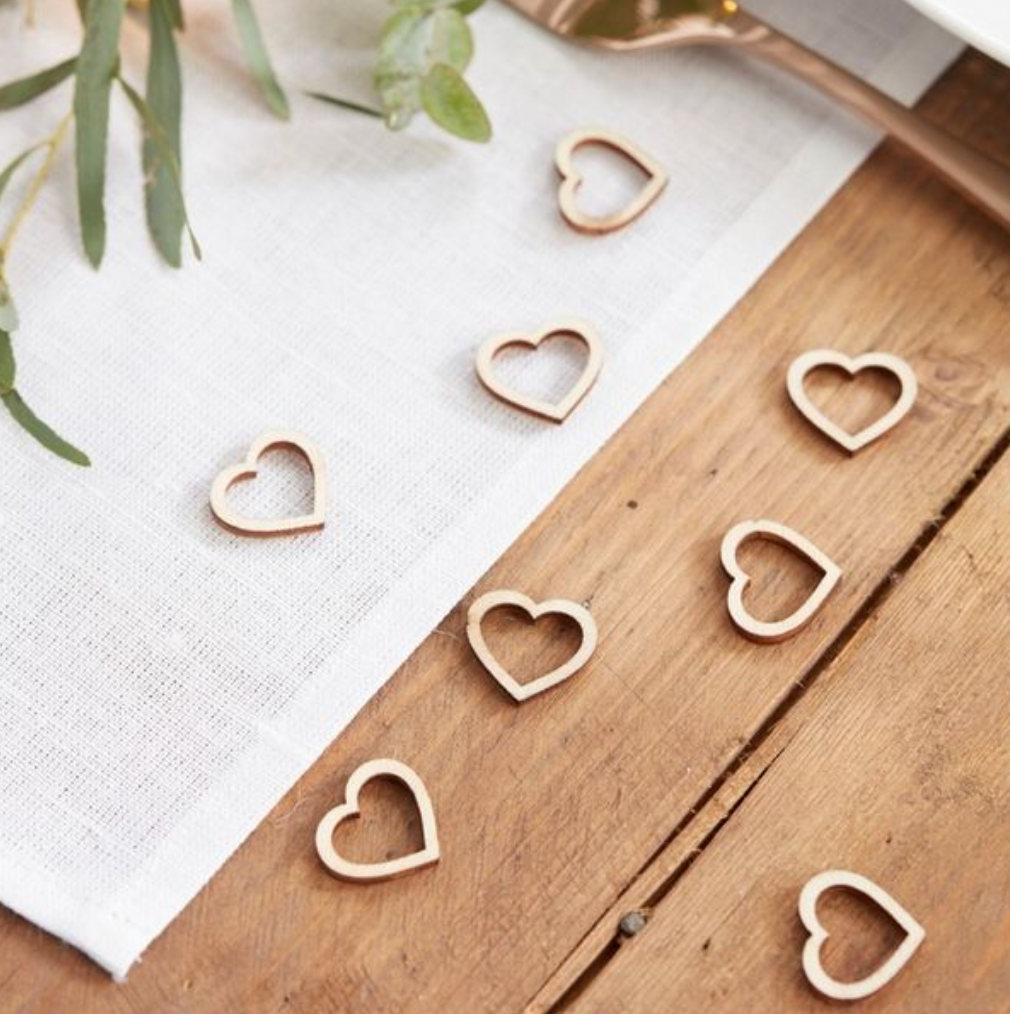 Wooden Hearts Table Confetti