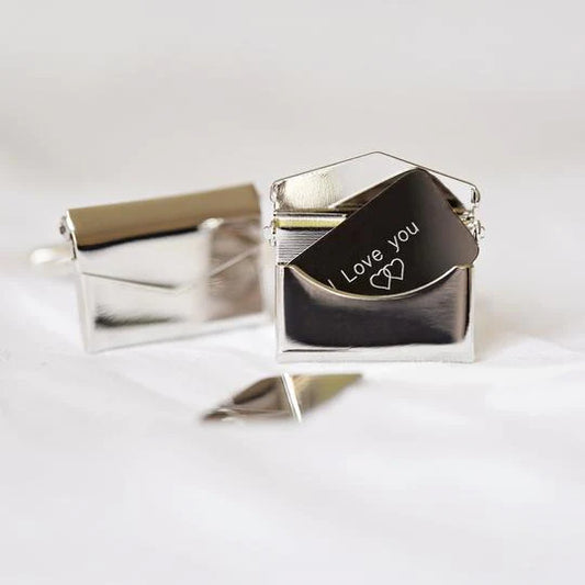 Polished stainless stell cufflinks open to reveal your own secret message inside