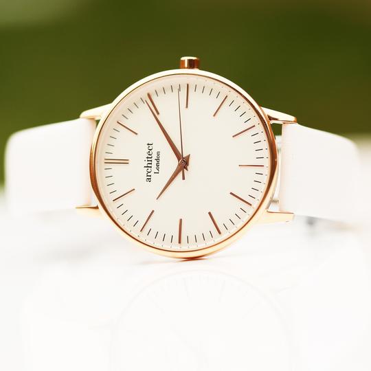 ladies watch, white face with white strap