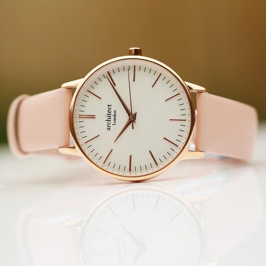 ladies engraved watch pink strap