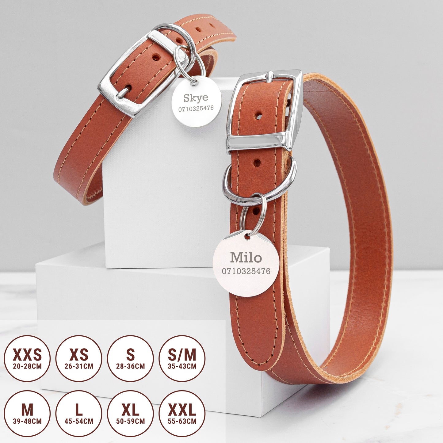 Personalised Leather Pet Collar in Three Colours