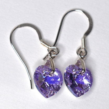 Crystal Heart Earrings, Your Wedding Colours, Amethyst Shimmer