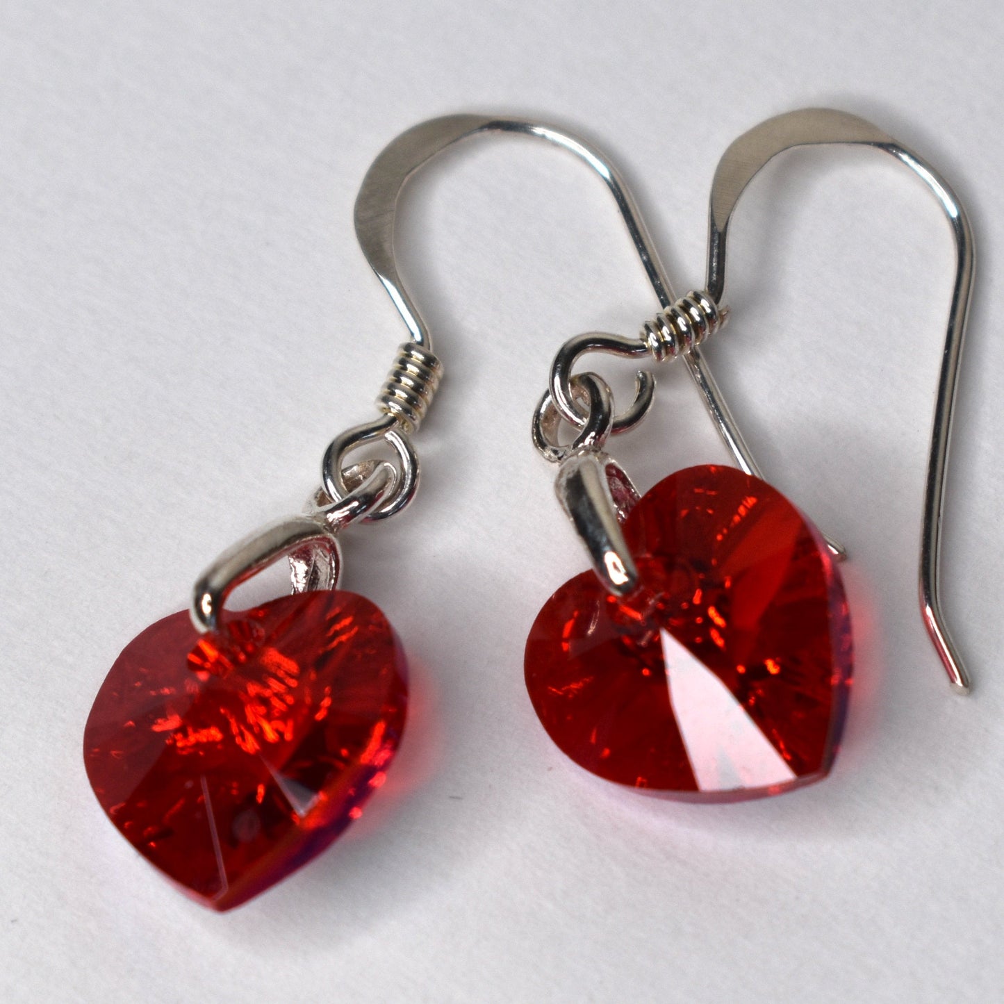 Crystal Heart Earrings, Your Wedding Colours, Siam Red