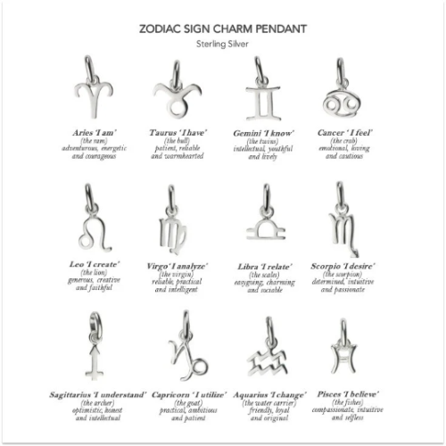 Zodiac charms choice of pendant