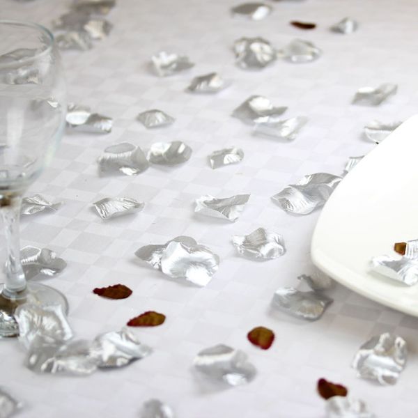 silver silk rose petal confetti