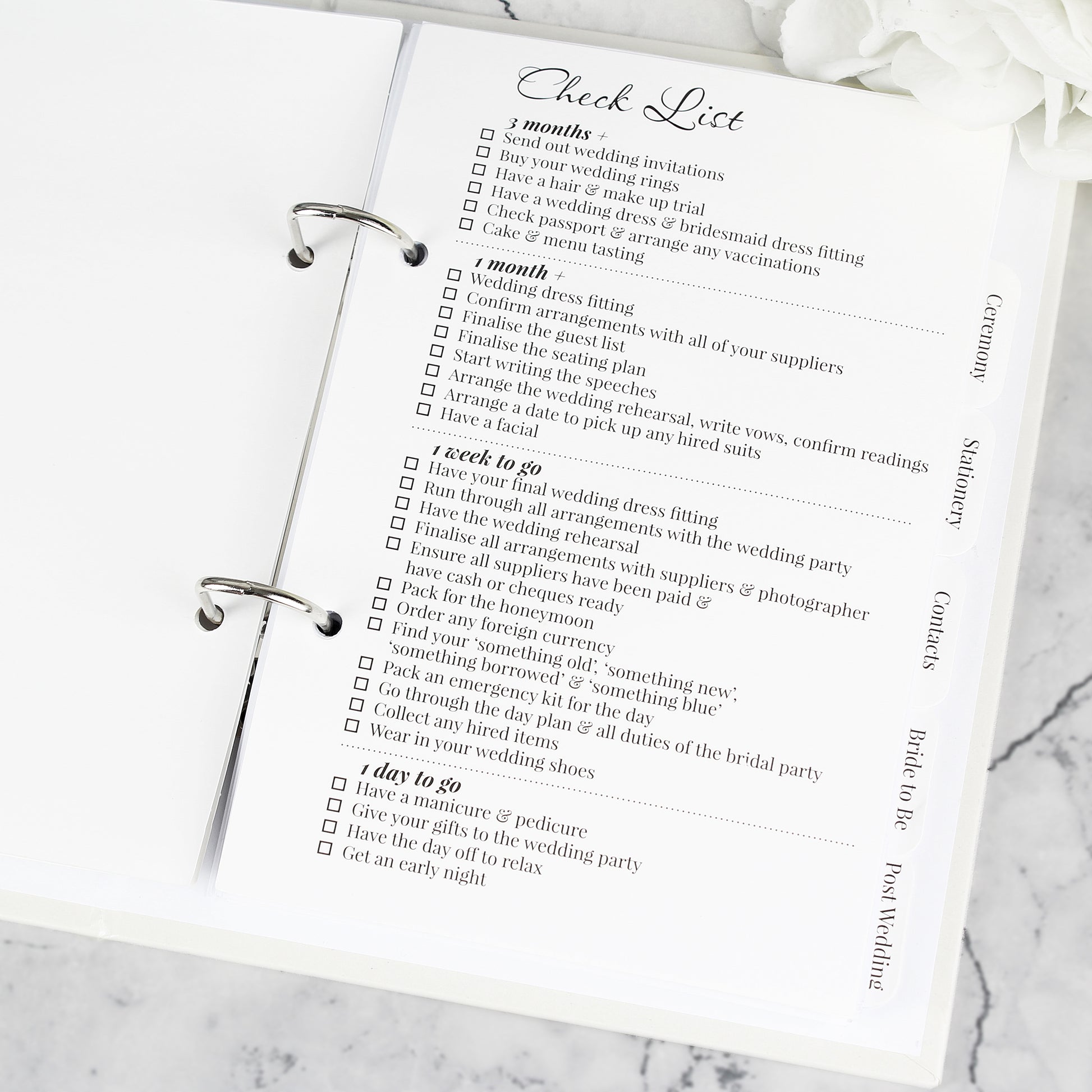 personalised wedding planner check list