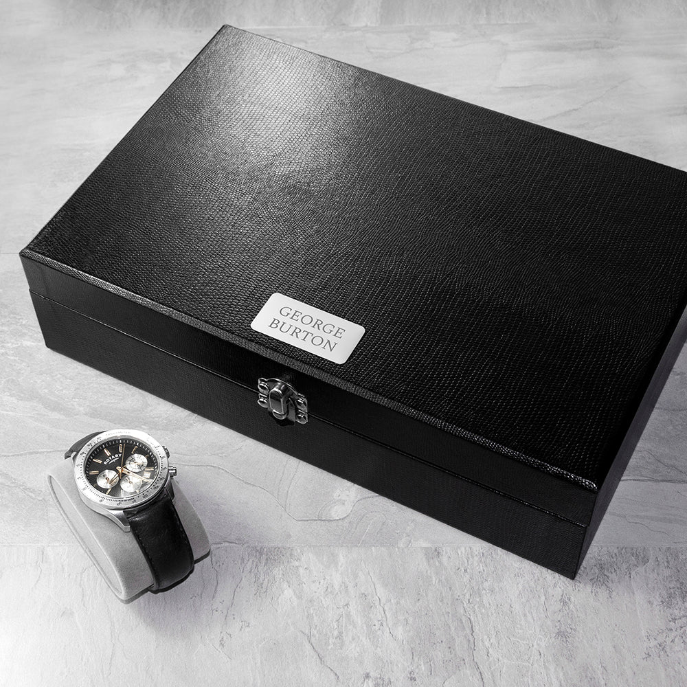 cufflink and watch box with personalised engraving