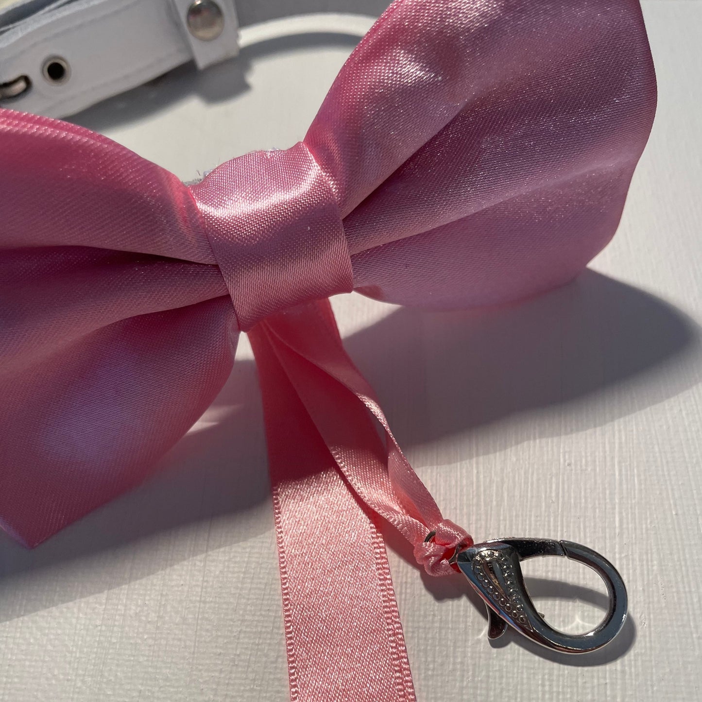 Pink Satin Bow Tie collar for dogs Ring Bearer Wedding Collar