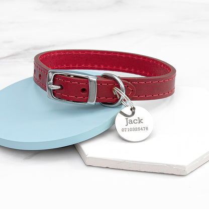 Personalised Leather Pet Collar in Three Colours