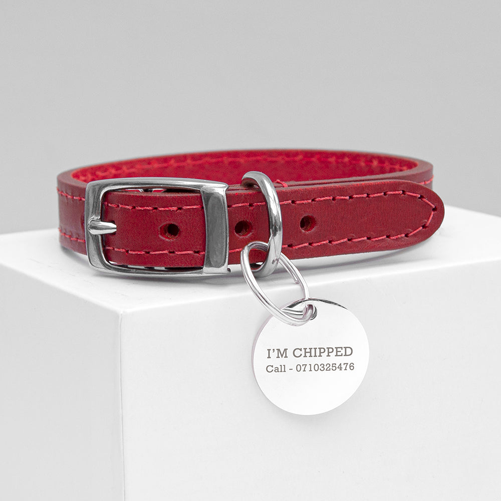 Personalised Leather Pet Collar in Three Colours